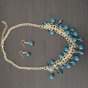 Gold-tone chain necklace & earring set